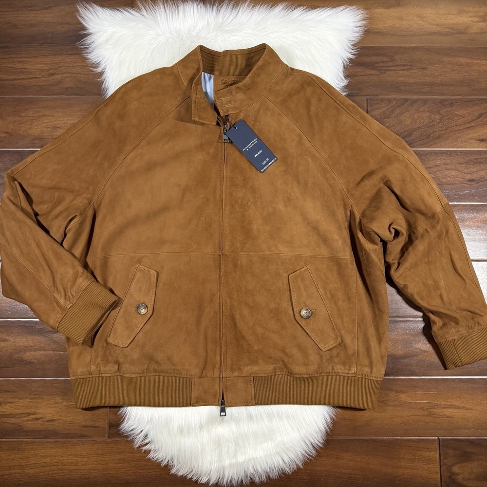 Roundtree & Yorke Men's Size 3XB Brown Suede Leather Hero Harrington Jacket Coat